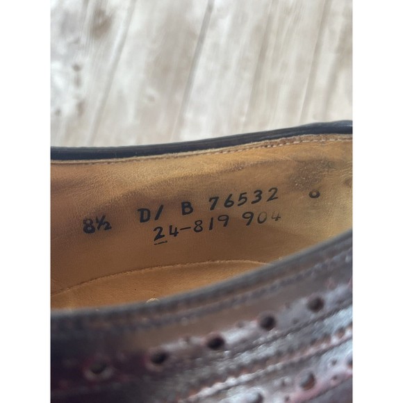 Johnston & Murphy Aristocrat 8.5 Cordovan Burgundy Leather Wingtip Dress Shoes - Picture 9 of 9